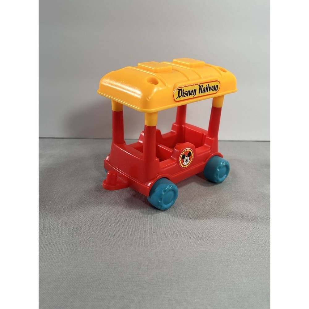 Vintage Plastic Disney Railway Toy Car Mickey Mouse 4.65"x4"x2.75" Disneyland‎